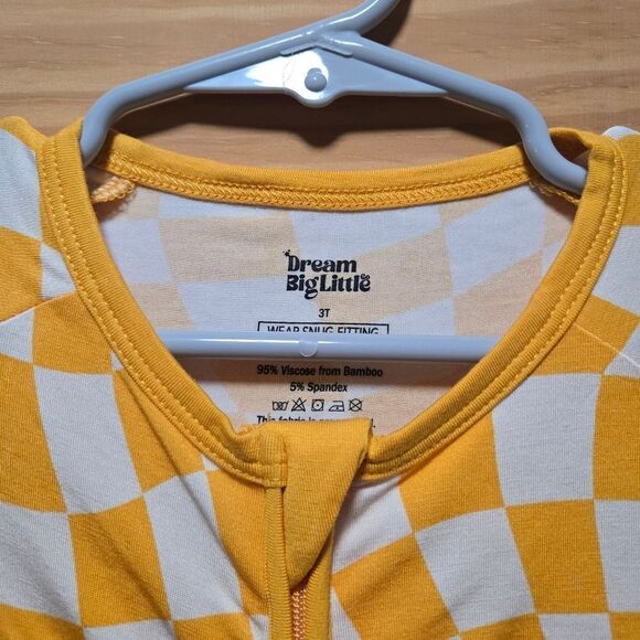 Dream Big Little Co Orange Checker Bamboo Romper 3T - Picture 4 of 4